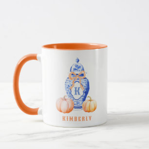 Fall Pumpkin Chinoiserie Ginger Burk Monogram Mugg
