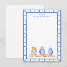 Fall Pumpkin Chinoiserie Ginger Burk Note Card