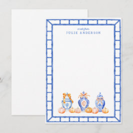 Fall Pumpkin Chinoiserie Ginger Burk Note Card Anteckningskort