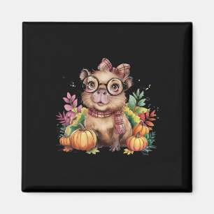 Fall Pumpkin Cute Capybyra Fall Autumn Thanksgiven Magnet