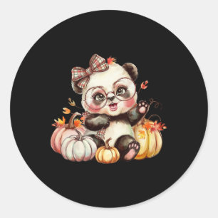 Fall Pumpkin Cute Panda Bear Fall Autumn Thanksgiv Runt Klistermärke