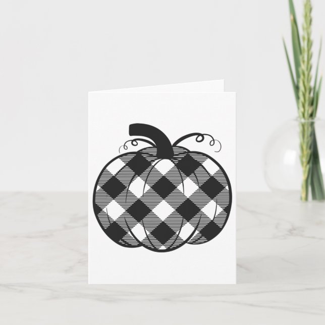 Fall Pumpkin Cute Thanksgiving Autumn Buffalo Plai Kort (Framsida)