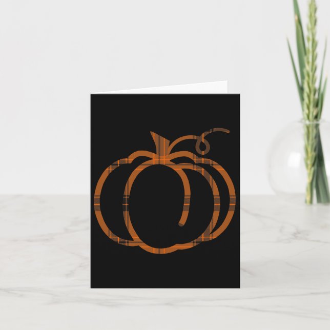 Fall Pumpkin Cute Thanksgiving Autumn Buffalo Plai Kort (Framsida)
