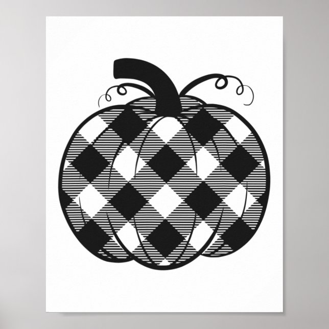 Fall Pumpkin Cute Thanksgiving Autumn Buffalo Plai Poster (Framsidan)