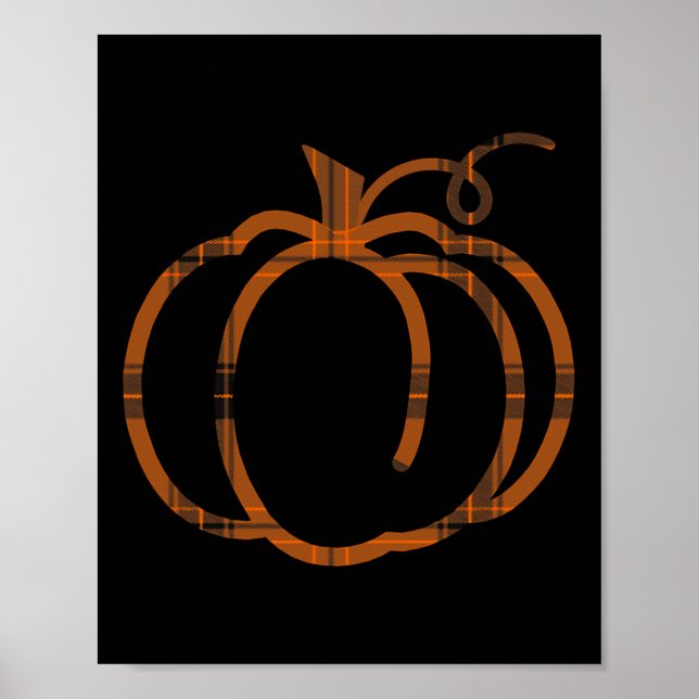 Fall Pumpkin Cute Thanksgiving Autumn Buffalo Plai Poster (Framsidan)