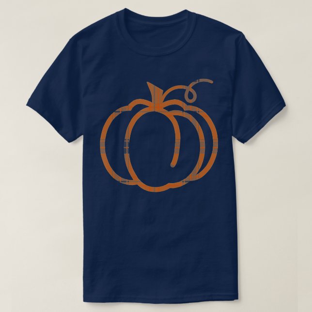 Fall Pumpkin Cute Thanksgiving Autumn Buffalo Plai T Shirt (Design framsida)