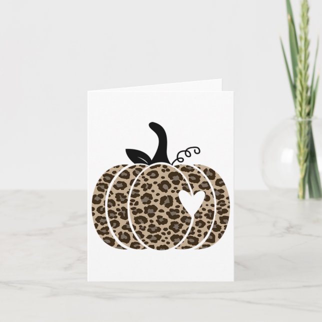 Fall Pumpkin Cute Thanksgiving Autumn Leopard Pump Kort (Framsida)