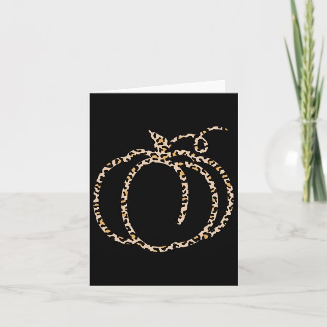 Fall Pumpkin Cute Thanksgiving Autumn Leopard Pump Kort (Framsida)