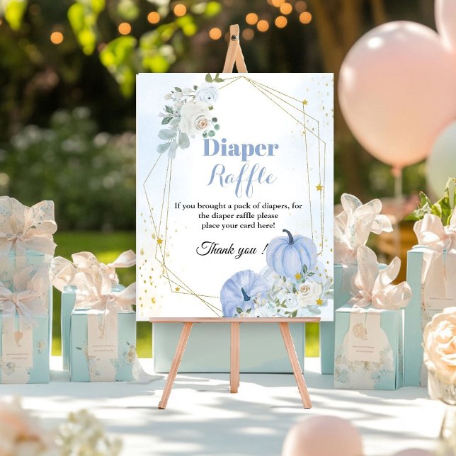 Fall Pumpkin Diaper raffle Boy-duschskylt Poster (Skapare uppladdad)