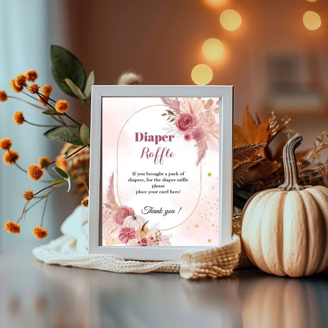 Fall Pumpkin Diaper raffle Girl Baby duschskylt Poster (Skapare uppladdad)