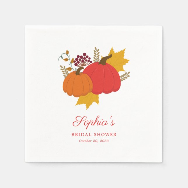 Fall Pumpkin Elegant Script-Möhippa Pappersservett (Framsidan)