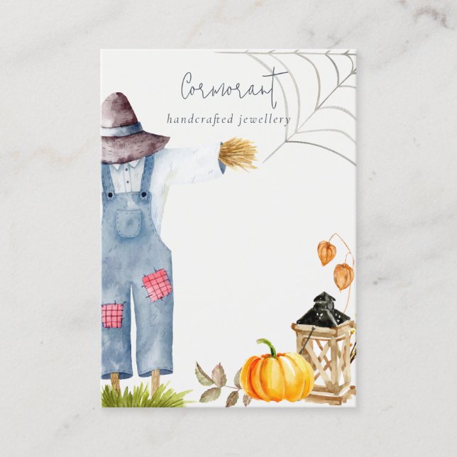 Fall Pumpkin Fågelskrämma Blank Jewelry Visning Visitkort (Framsida)