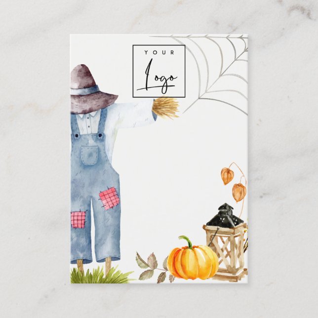 Fall Pumpkin Fågelskrämma Logotyp Blank Jewelry Vi Visitkort (Framsida)