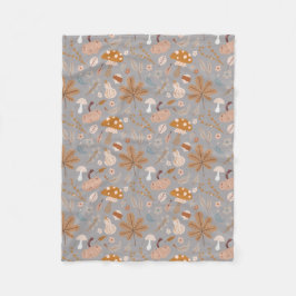 Fall Pumpkin Fält med Höst löv och svampar Fleecefilt