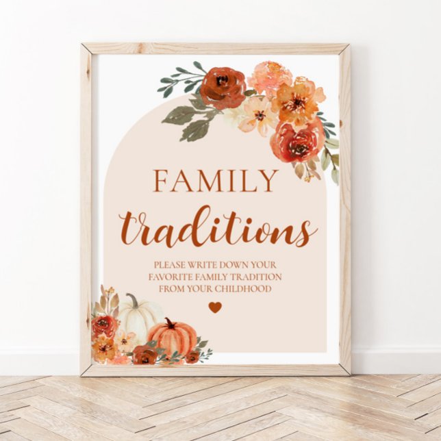 Fall Pumpkin Family Traditions Baby Shower Sign-si Poster (Skapare uppladdad)