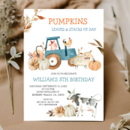 Fall Pumpkin Farm Animal Birthday Inbjudningar