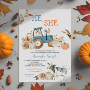 Fall Pumpkin Farm Animal Gender Reveal Inbjudan