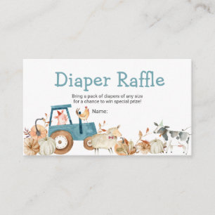 Fall Pumpkin Farm Animal Tractor Diaper Raffle Tilläggskort
