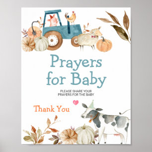 Fall Pumpkin Farm Animal Tractor Prayers för Baby Poster