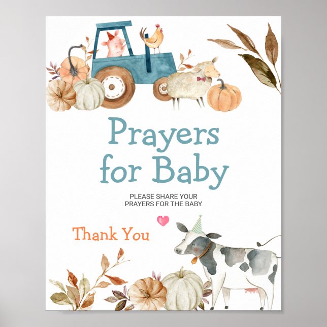 Fall Pumpkin Farm Animal Tractor Prayers för Baby Poster (Framsidan)