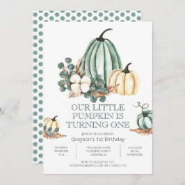 Fall Pumpkin Farmhouse 1:a födelsedag Party Inbjudningar