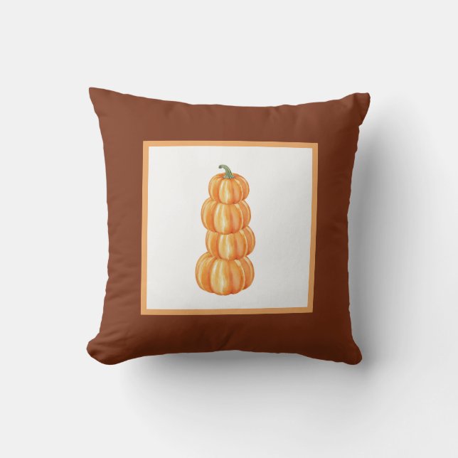 Fall Pumpkin Farmhouse med Brown Ram Kudde (Framsida)