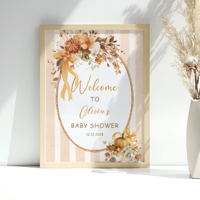 Fall Pumpkin Floral Baby Shower Welcome Poster (Skapare uppladdad)