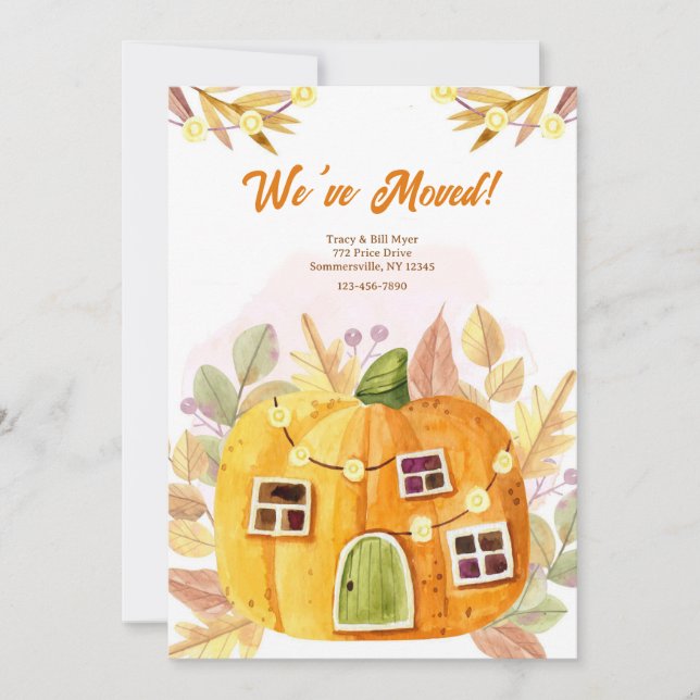Fall Pumpkin Flytta Announcement Inbjudningar (Framsida)