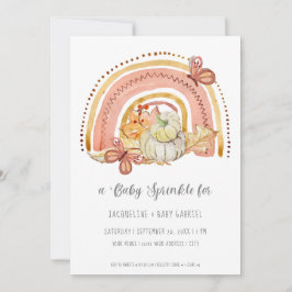 Fall Pumpkin Foliage Rainbow Mustard Peach Baby Inbjudningar