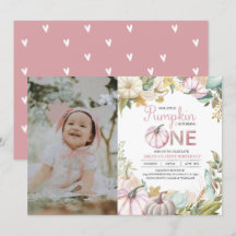 Fall Pumpkin Första födelsedagsinbjudan Flicka