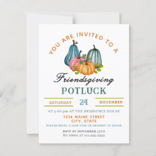Fall Pumpkin Friendsgiving-inbjudan Vykort