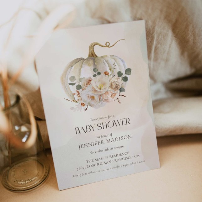 Fall Pumpkin Gender Neutral Baby Shower-inbjudan Inbjudningar (Skapare uppladdad)