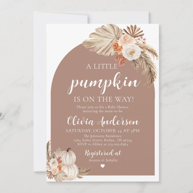 Fall Pumpkin Gender Neutral Baby Shower-inbjudan Inbjudningar (Framsida)