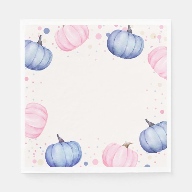 Fall Pumpkin Gender Reveal Napkins Pink Blue Pappersservett (Framsidan)