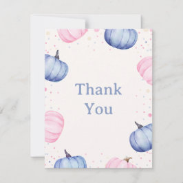 Fall Pumpkin Gender Reveal Thank You Card Tack Kort
