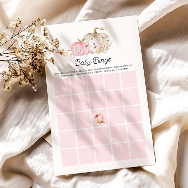 Fall Pumpkin Girl Baby Bingo Game Card (Little Pumpkin Baby Bingo Game Card)