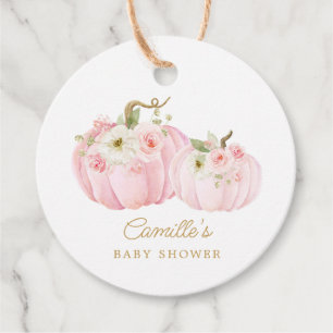Fall Pumpkin Girl Baby Shower Gåvor Etiketter