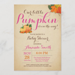 Fall Pumpkin Girl Baby Shower-inbjudan Inbjudningar