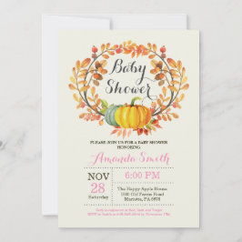 Fall Pumpkin Girl Baby Shower-inbjudningskort Inbjudningar