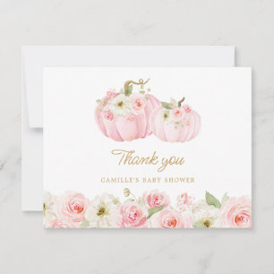 Fall Pumpkin Girl Baby Shower Tack för kortet Kort
