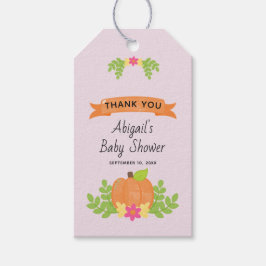 Fall Pumpkin Girl Baby Shower Tack Presentetikett