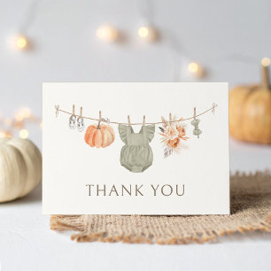 Fall Pumpkin Girl Barnkläders Baby Shower Tack Kort