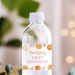 Fall Pumpkin Girl Birthday Vattenflaska Labels Vattenflaskor Etikett