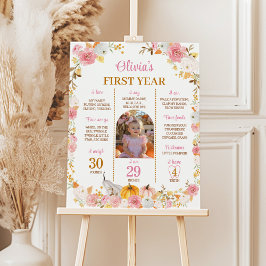 Fall Pumpkin Girl First Year Milestone Poster