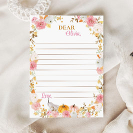 Fall Pumpkin Girl Time Capsule Note Message Card Tack Kort