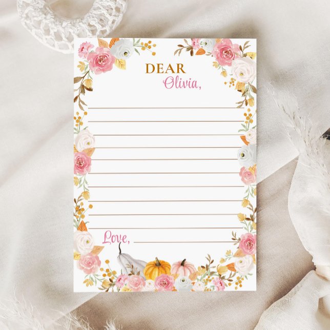 Fall Pumpkin Girl Time Capsule Note Message Card Tack Kort (Skapare uppladdad)