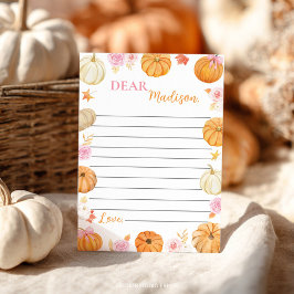 Fall Pumpkin Girl Time Capsule Note Message Card Tack Kort