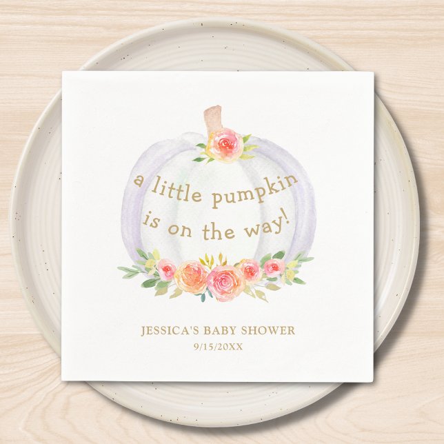 Fall Pumpkin Girls Baby Shower Pappersservett (Skapare uppladdad)