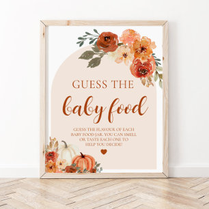 Fall Pumpkin gissar Baby Food Baby Shower Game Poster