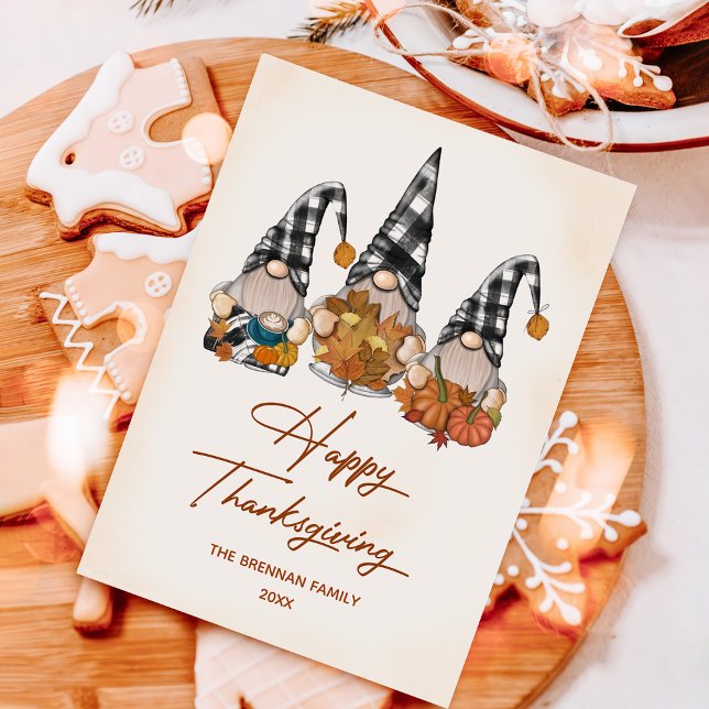 Fall Pumpkin Gnomes Happy thanksgiving Julkort (Skapare uppladdad)